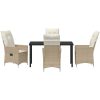 5-delad Trädgårds Matgrupp med Kuddar i Beige Poly Rattan vidaXL 140 x 70 x 73 cm – miniatyr 7