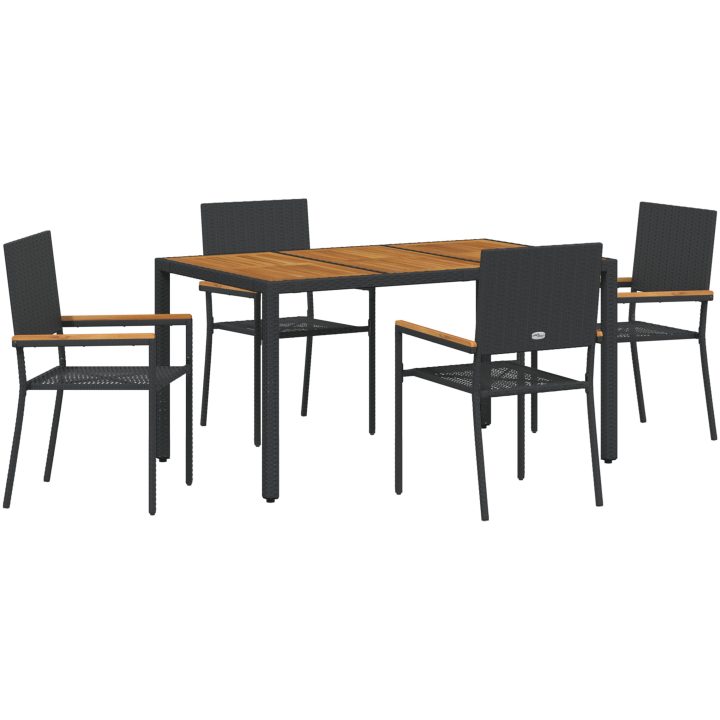5-delad Trädgårds Matgrupp Svart Konstrotting vidaXL 4 - Sits – bild 2
