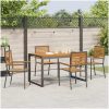 5-delad trädgårds matgrupp svart poly rattan akacia vidaXL Medium – miniatyr 4