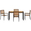 5-delad trädgårds matgrupp svart poly rattan akacia vidaXL Medium – miniatyr 7