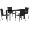 5-delad Trädgårds Matsalsset Svart Textilene och Stål vidaXL 55 x 61.5 x 90 cm – miniatyr 2
