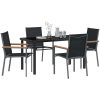 5-delad Trädgårds Matsalsset Svart Textilene och Stål vidaXL 55 x 61.5 x 90 cm – miniatyr 3