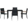 5-delad Trädgårds Matsalsset Svart Textilene och Stål vidaXL 55 x 61.5 x 90 cm – miniatyr 7