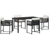 5-delad trädgårdsatmosfär med kuddar i svart poly-rattan vidaXL 140 x 80 x 73 cm – miniatyr 2