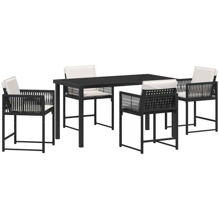 5-delad trädgårdsatmosfär med kuddar i svart poly-rattan vidaXL 140 x 80 x 73 cm – bild 2