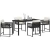 5-delad trädgårdsatmosfär med kuddar i svart poly-rattan vidaXL 140 x 80 x 73 cm – miniatyr 3