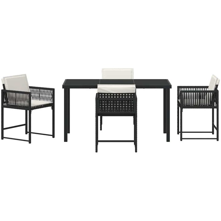5-delad trädgårdsatmosfär med kuddar i svart poly-rattan vidaXL 140 x 80 x 73 cm – bild 7