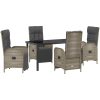 5-delad Trädgårdsbord med kuddar Grå Poly Rattan vidaXL Standard – miniatyr 2