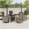 5-delad Trädgårdsbord med kuddar Grå Poly Rattan vidaXL Standard – miniatyr 4
