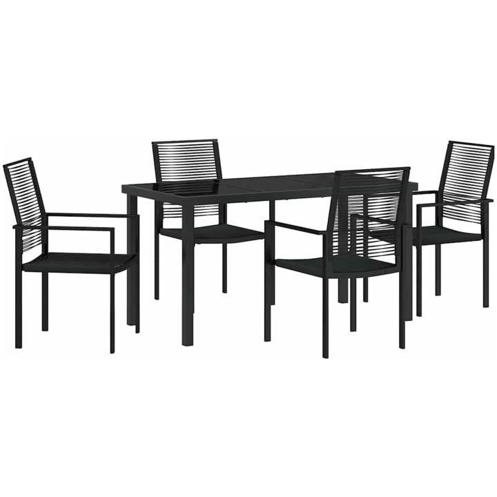5-delad trädgårdsduksats i svart PVC-rattan vidaXL 140 x 70 x 73 cm – bild 2