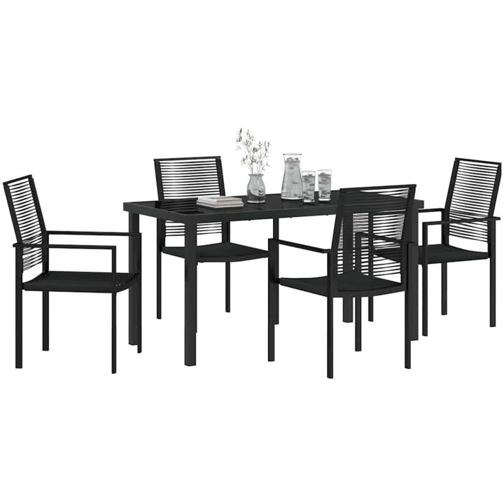 5-delad trädgårdsduksats i svart PVC-rattan vidaXL 140 x 70 x 73 cm – bild 3