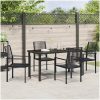 5-delad trädgårdsduksats i svart PVC-rattan vidaXL 140 x 70 x 73 cm – miniatyr 4