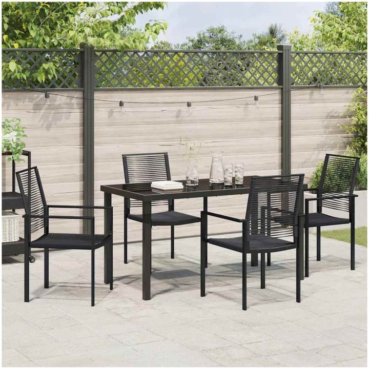 5-delad trädgårdsduksats i svart PVC-rattan vidaXL 140 x 70 x 73 cm – bild 4