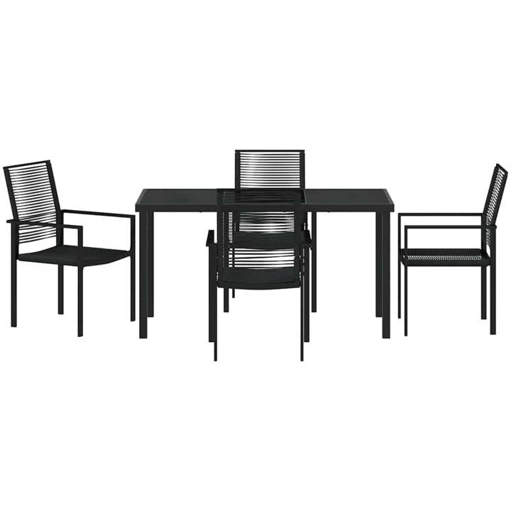 5-delad trädgårdsduksats i svart PVC-rattan vidaXL 140 x 70 x 73 cm – bild 6