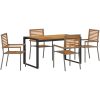 5-delad Trädgårdsmatbord Sats Grå Poly Rattan Akacia vidaXL 4 - Sits – miniatyr 2