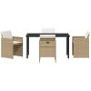 5-delad trädgårdsmatgrupp med beige kuddar i polyrotting vidaXL 140 x 70 x 73 cm – miniatyr 7