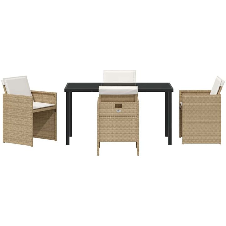 5-delad trädgårdsmatgrupp med beige kuddar i polyrotting vidaXL 140 x 70 x 73 cm – bild 7