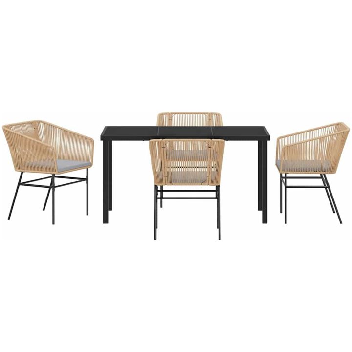 5-delad trädgårdsmatgrupp med kuddar i brun poly rattan vidaXL Sittstorlek: 49 x 47,5 cm – bild 7