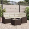 5-delad trädgårdsmatgrupp med kuddar i grå poly-rattan vidaXL 55 x 55 x 37 cm – miniatyr 1