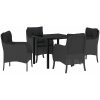 5-delad trädgårdsmatgrupp med kuddar Svart Poly Rattan vidaXL 80 x 80 x 73 cm – miniatyr 2