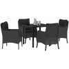 5-delad trädgårdsmatgrupp med kuddar Svart Poly Rattan vidaXL 80 x 80 x 73 cm – miniatyr 3