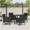 5-delad trädgårdsmatgrupp med kuddar Svart Poly Rattan vidaXL 80 x 80 x 73 cm – miniatyr 4