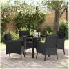 5-delad trädgårdsmatgrupp med kuddar Svart Poly Rattan vidaXL 80 x 80 x 73 cm – miniatyr 1