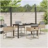5-delad Trädgårdsmatsal med Kuddar Beige Poly Rattan vidaXL 4 - Sits – miniatyr 4