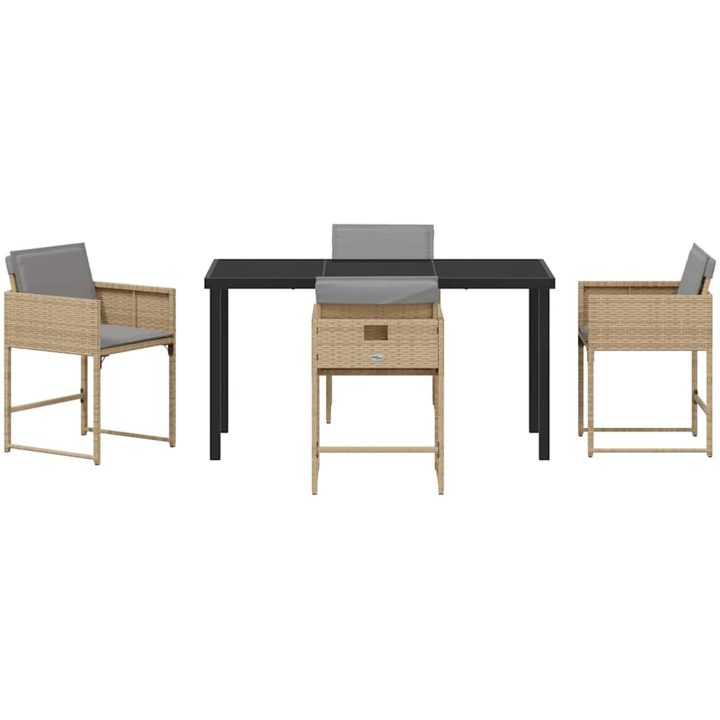 5-delad Trädgårdsmatsal med Kuddar Beige Poly Rattan vidaXL 4 - Sits – bild 7