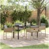 5-delad Trädgårdsmatsal med Kuddar Beige Poly Rattan vidaXL 4 - Sits – miniatyr 1