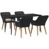 5-delad trädgårdsmatsats svart poly rattan vidaXL 160 x 80 x 74 cm – miniatyr 2