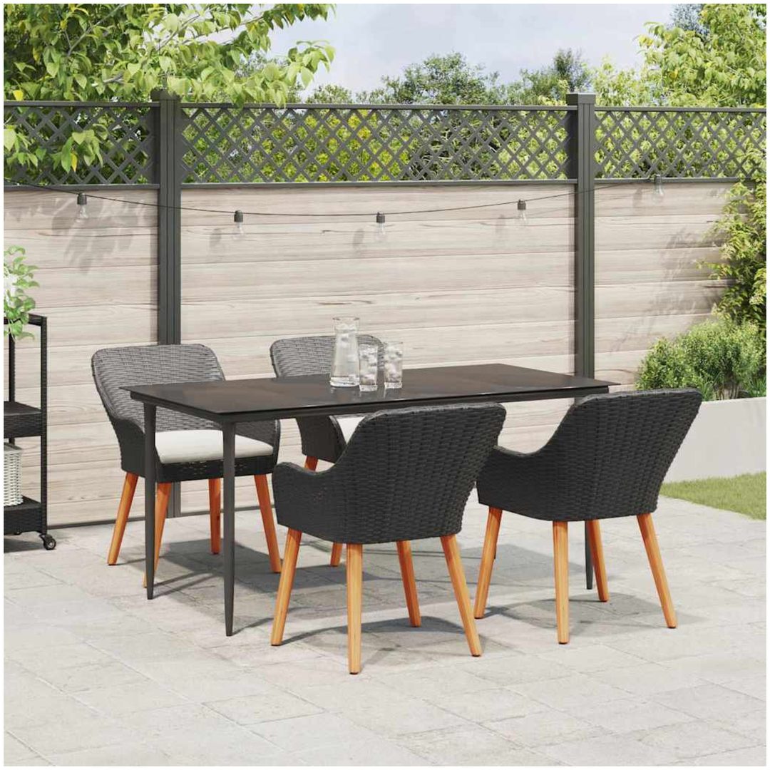 5-delad trädgårdsmatsats svart poly rattan vidaXL 160 x 80 x 74 cm – bild 4