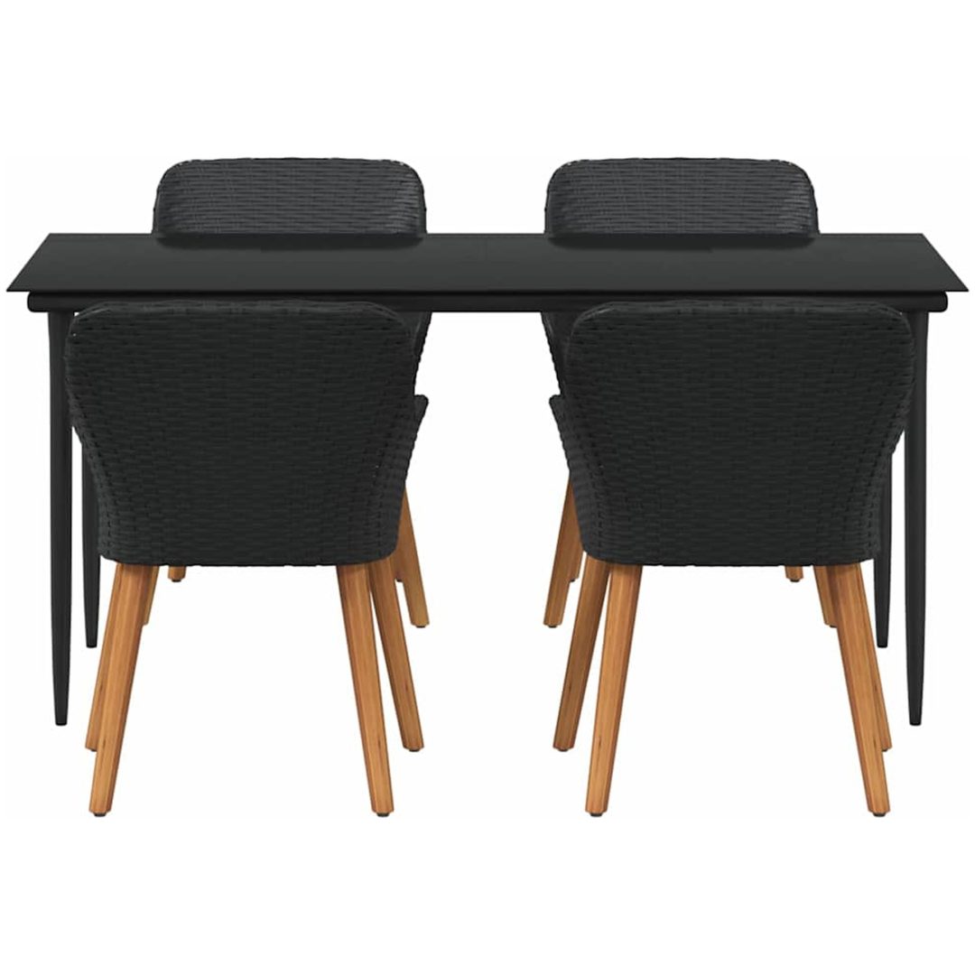 5-delad trädgårdsmatsats svart poly rattan vidaXL 160 x 80 x 74 cm – bild 7