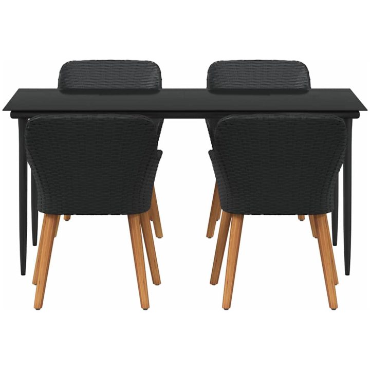 5-delad trädgårdsmatsats svart poly rattan vidaXL 160 x 80 x 74 cm – bild 7