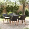 5-delad trädgårdsmatsats svart poly rattan vidaXL 160 x 80 x 74 cm – miniatyr 1