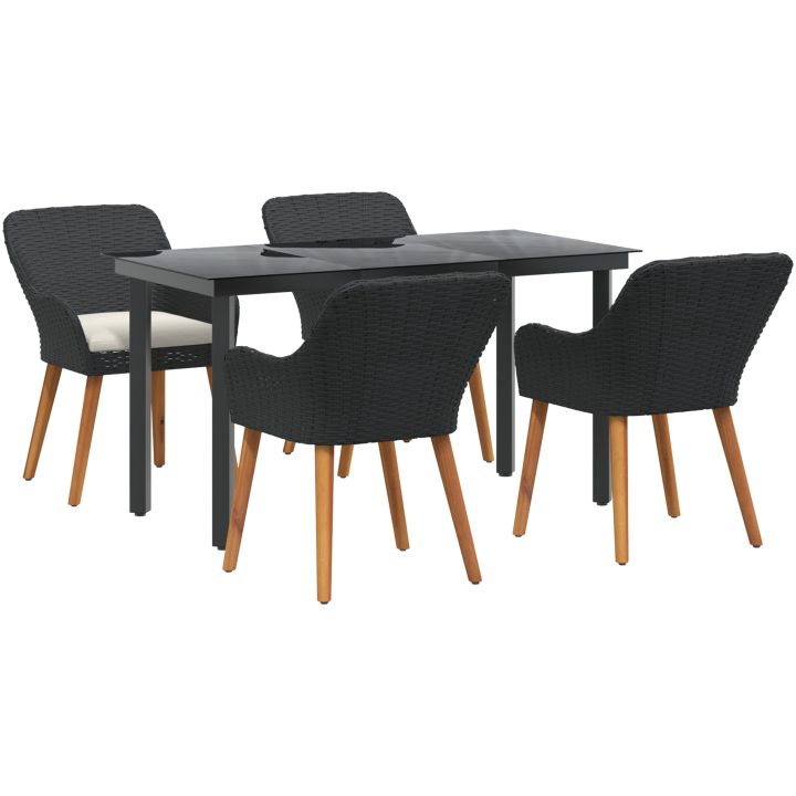 5-delad trädgårdsmatsats svart polyrotting vidaXL 140 x 70 x 74 cm – bild 2