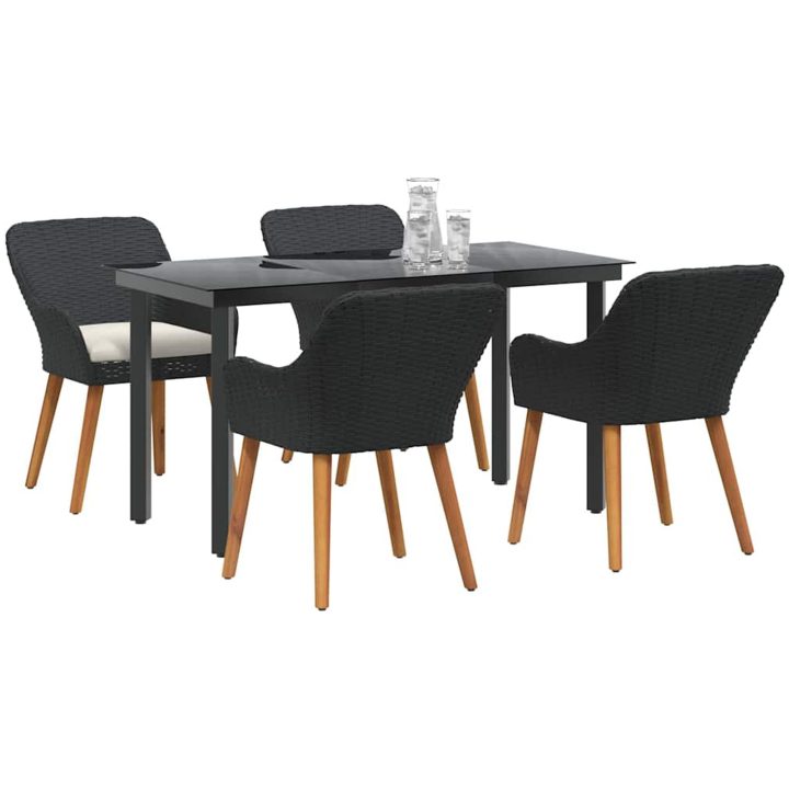 5-delad trädgårdsmatsats svart polyrotting vidaXL 140 x 70 x 74 cm – bild 3