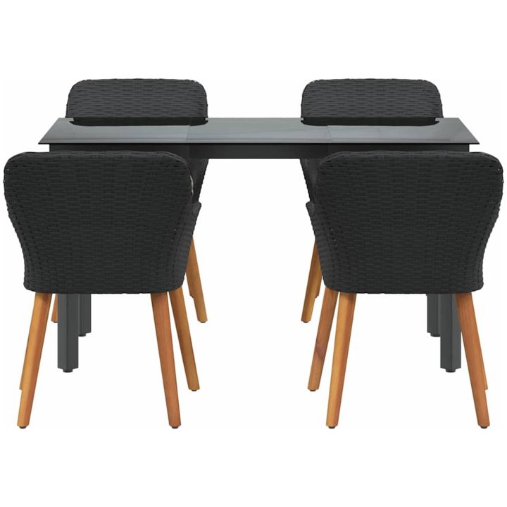 5-delad trädgårdsmatsats svart polyrotting vidaXL 140 x 70 x 74 cm – bild 7