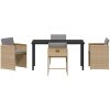 5-delad Trädgårdsmöbel Set med Kuddar Beige Poly Rattan vidaXL 140 x 70 x 73 cm – miniatyr 7
