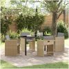 5-delad Trädgårdsmöbel Set med Kuddar Beige Poly Rattan vidaXL 140 x 70 x 73 cm – miniatyr 1