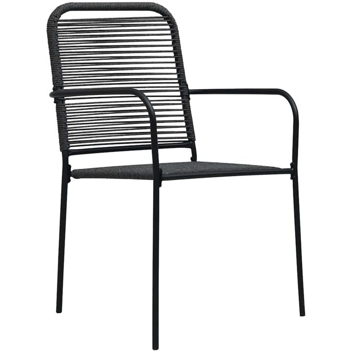 5-delad trädgårdsmöbelgrupp i svart bomullssnöre och stål vidaXL 80 x 80 x 73 cm – bild 5