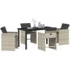 5-delad Trädgårdsmöbelset med Dynor Ljusgrå Poly Rattan vidaXL 140 x 70 x 73 cm – miniatyr 3