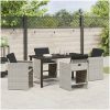 5-delad Trädgårdsmöbelset med Dynor Ljusgrå Poly Rattan vidaXL 140 x 70 x 73 cm – miniatyr 4