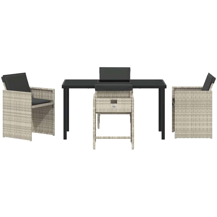 5-delad Trädgårdsmöbelset med Dynor Ljusgrå Poly Rattan vidaXL 140 x 70 x 73 cm – bild 7
