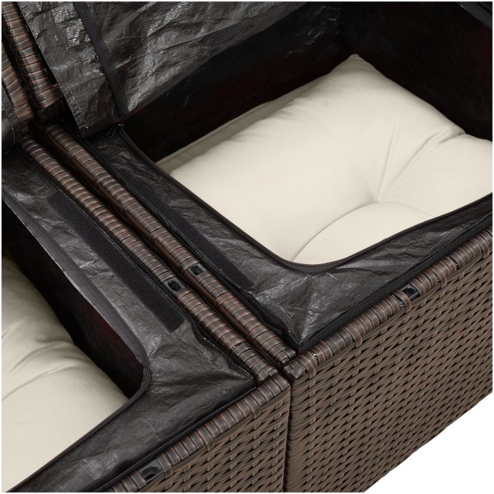 5-delad trädgårdsoffa med kuddar brun poly rattan vidaXL Medium – bild 7