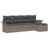5-delad trädgårdsoffa med kuddar grå poly rattan vidaXL 251 x 117 x 85 cm – miniatyr 2