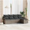 5-delad trädgårdsoffa med kuddar grå poly rattan vidaXL 251 x 117 x 85 cm – miniatyr 1