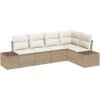 5-delad Trädgårdsoffa Set med Kuddar Beige Poly Rotting vidaXL 264 x 154 x 85 cm – miniatyr 2