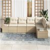 5-delad Trädgårdsoffa Set med Kuddar Beige Poly Rotting vidaXL 264 x 154 x 85 cm – miniatyr 3