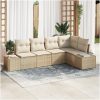 5-delad Trädgårdsoffa Set med Kuddar Beige Poly Rotting vidaXL 264 x 154 x 85 cm – miniatyr 1